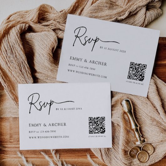 ミニマリストウェディングRSVPカードテンプレート