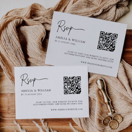 ミニマリストウェディングRSVPカードテンプレート