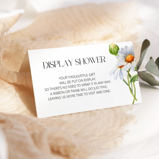 ミニマリストウォータカラーデイジーディスプレイシャワー エンクロージャーカード