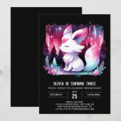 ミニマリストウォーターカラーウルフ誕生日 招待状 (正面/裏面)