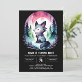 ミニマリストウォーターカラーウルフ誕生日 招待状 (スタンド正面)