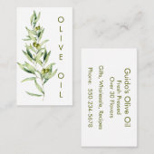 ミニマリストウォーターカラーオリーブブランチオリーブ油 名刺 (正面/裏面)