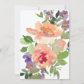 ミニマリストウォーターカラーオレンジフローラキンセアニラ 招待状 (裏面)