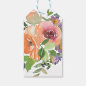 ミニマリストウォーターカラーオレンジフローラブライダルシャワー ギフトタグ (裏面)