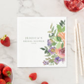 ミニマリストウォーターカラーオレンジフローラブライダルシャワー スタンダードランチョンナプキン (インサイチュ)