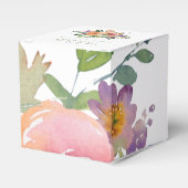 ミニマリストウォーターカラーオレンジフローラブライダルシャワー フェイバーボックス (正面サイド)