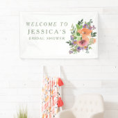 ミニマリストウォーターカラーオレンジフローラブライダルシャワー 横断幕 (インサイチュ)