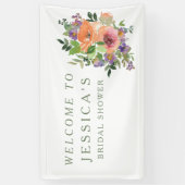 ミニマリストウォーターカラーオレンジフローラブライダルシャワー 横断幕 (縦)