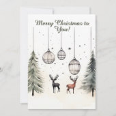 ミニマリストウォーターカラークリスマスシーズンホリデーカード シーズンカード (正面)