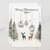 ミニマリストウォーターカラークリスマスシーズンホリデーカード シーズンカード (正面/裏面)