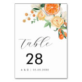 ミニマリストウォーターカラーシトラス結婚フローラ テーブルナンバー (正面)