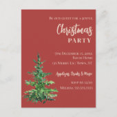 ミニマリストウォーターカラーツリークリスマスパーティー シーズンポストカード (正面)