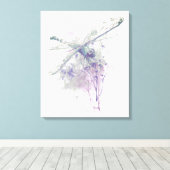 ミニマリストウォーターカラードラゴンフライファームハウスプリント キャンバスプリント (インサイチュ (ウッドフロア))