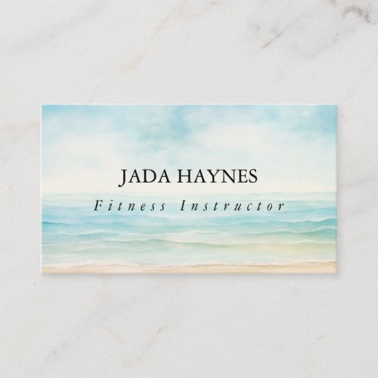 ミニマリストウォーターカラービーチ海シックシンプル 名刺 (正面)