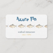 ミニマリストウォーターカラーフィッシュシーフードレストラン 名刺 (正面)