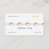 ミニマリストウォーターカラーフィッシュシーフードレストラン 名刺 (裏面)