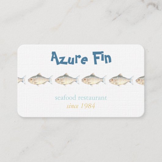 ミニマリストウォーターカラーフィッシュシーフードレストラン 名刺 (正面)
