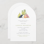 ミニマリストウォーターカラーフルーツブライダルシャワー 招待状 (正面/裏面)