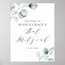 ミニマリストウォーターカラーユーカリバルミツワー