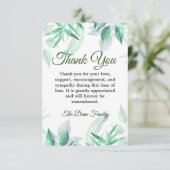 ミニマリストウォーター悔やみや弔慰葬儀緑 サンキューカード (スタンド正面)