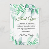 ミニマリストウォーター悔やみや弔慰葬儀緑 サンキューカード (正面/裏面)