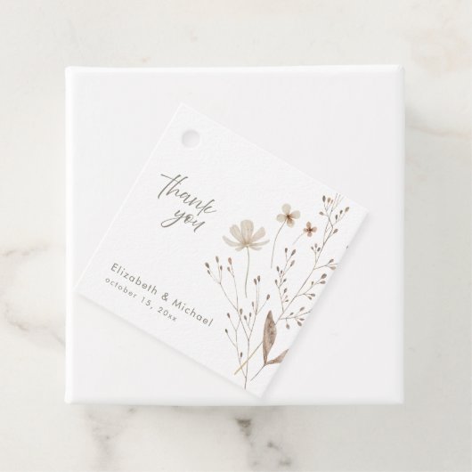 ミニマリストウォーター色フローラ結婚式の引き出物ラベル フェイバータグ (インサイチュ)