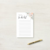 ミニマリストウォーター色赤面ピンクフローラ ポストイット (デスク上)