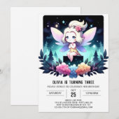 ミニマリストウッズフェアリー誕生日 招待状 (正面/裏面)