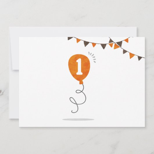 ミニマリストウッドランドキツネ最初の誕生日招待状 招待状 (裏面)