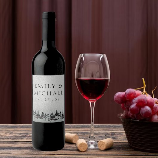 ミニマリストエバーグリーンマウンテングリーン石板ブルー ワインラベル