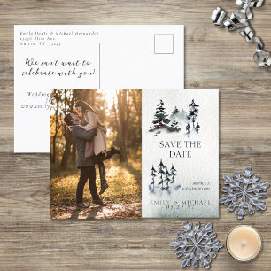 ミニマリストエバーグリーンマウンテングリーン石板ブルー 案内ポストカード