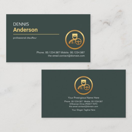 ミニマリストエメラルドグリーンショーフードドライバー 名刺 (正面/裏面)