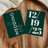 ミニマリストエメラルドグリーンシンプルはっきりしたシッ結婚ク 招待状