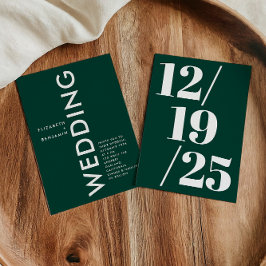 ミニマリストエメラルドグリーンシンプルはっきりしたシッ結婚ク 招待状