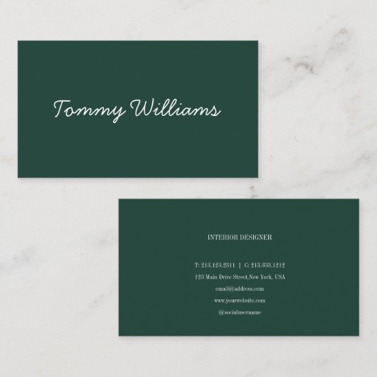 ミニマリストエメラルドグリーンプロフェッショナルシンプル 名刺 (正面/裏面)