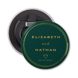 ミニマリストエメラルドグリーン&金ゴールド結婚フローラ 栓抜き