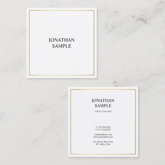 ミニマリストエリートデザイントレンディープレインラグジュアモダンリー スクエア名刺 (正面/裏面)