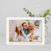 ミニマリストエレガンスクリスマスセージグリーン金ゴールド 箔シーズンカード (立ち正面)