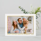 ミニマリストエレガンスクリスマスダスティブルー金ゴールド 箔シーズンカード (立ち正面)