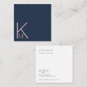 ミニマリストエレガンスネイビー&赤面名刺 スクエア名刺 (正面/裏面)