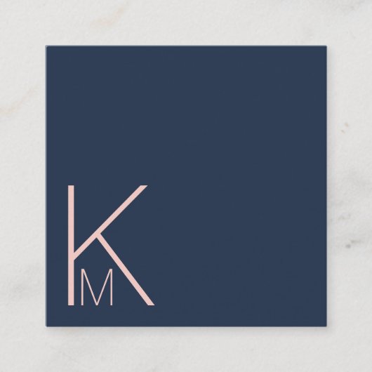 ミニマリストエレガンスネイビー&赤面名刺 スクエア名刺 (正面)