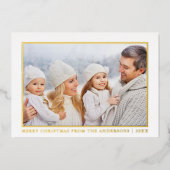 ミニマリストエレガンスメリークリスマスフォト金ゴールド 箔シーズンカード (正面)