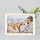 ミニマリストエレガンスメリークリスマスフォト金ゴールド 箔シーズンカード (立ち正面)