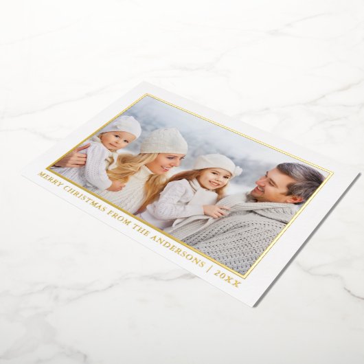 ミニマリストエレガンスメリークリスマスフォト金ゴールド 箔シーズンカード (回転した状態)