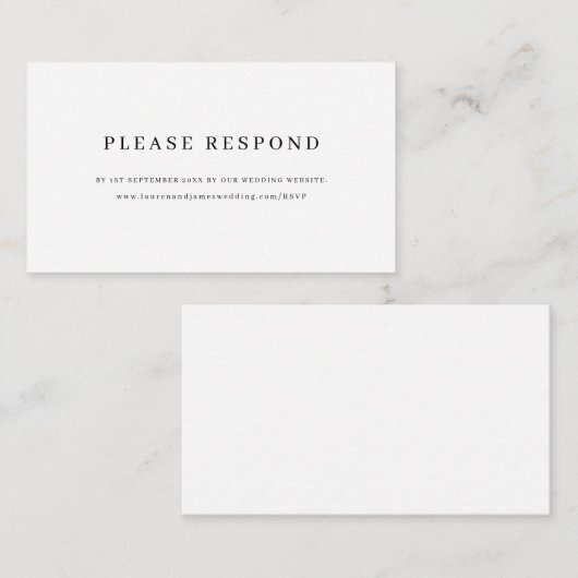 ミニマリストエレガントなウェディングウェブサイトRSVP エンクロージャーカード (正面/裏面)