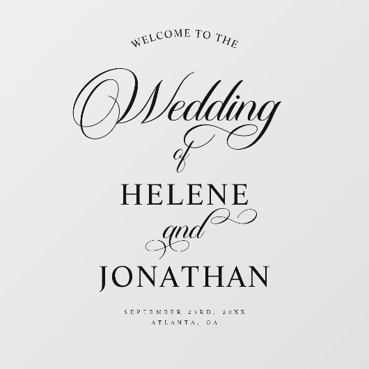 ミニマリストエレガントなウェディングウェルカムサインデカール ウィンドウサイン (シート)