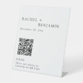 ミニマリストエレガントなウェディングフォト共有QRコード 台座サイン (正面)