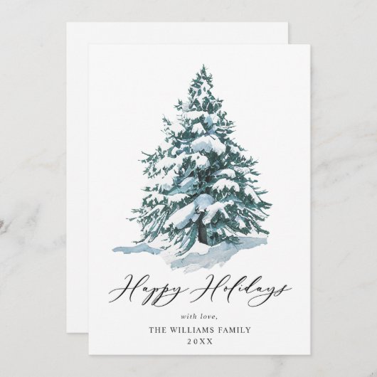 ミニマリストエレガントな松の木のクリスマスグリーティング シーズンカード (正面/裏面)