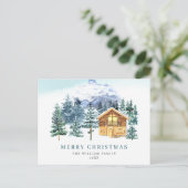 ミニマリストエレガントな松の木のクリスマスグリーティング ポストカード (スタンド正面)