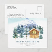 ミニマリストエレガントな松の木のクリスマスグリーティング ポストカード (正面/裏面)